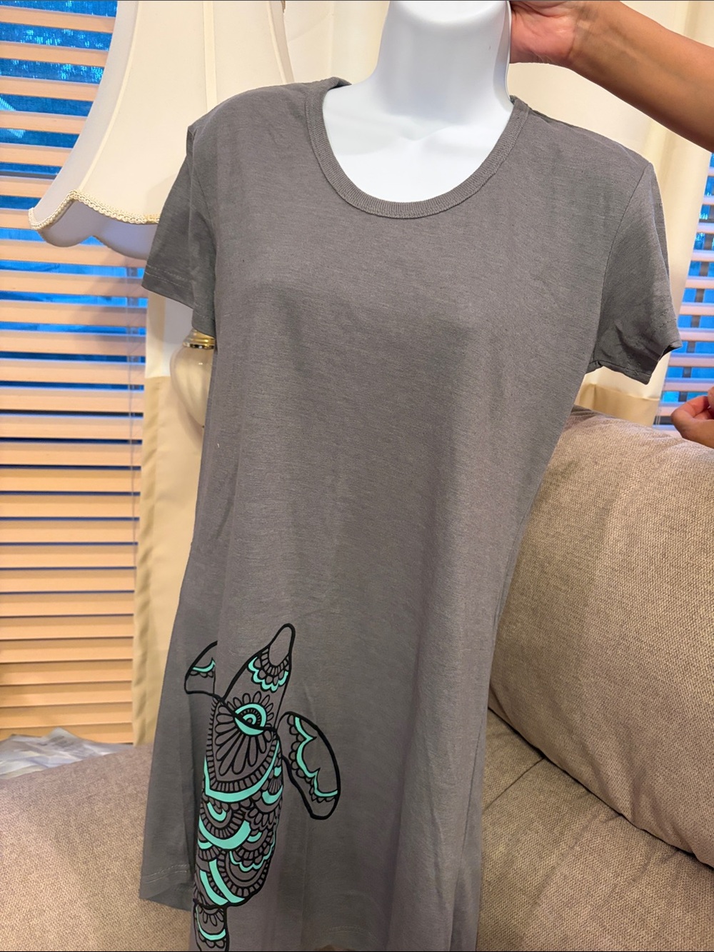 Turtle T-shirt, gray t shirt dress by Instant Message